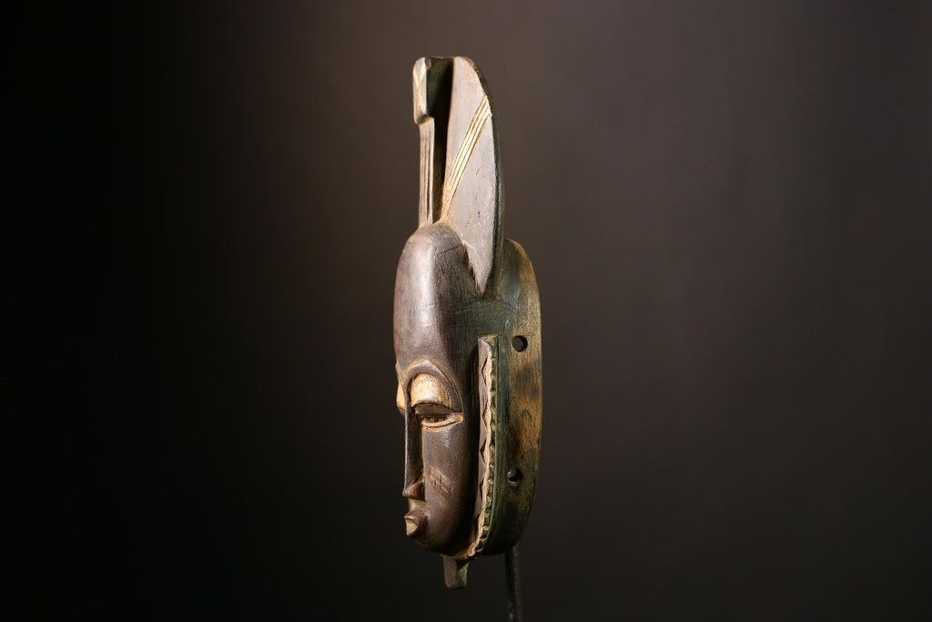 African Baule Mask, Hand-Carved Wooden Art for Wall Decor, Unique Tribal Sculpture and Cultural Piece, Traditional African Aesthetic-G4034