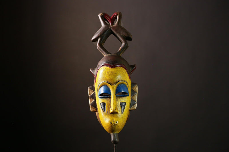 African Guro Mask – Rare Antique Handcrafted Wood Art Object, Unique Wall Decor for Home or Office, Collectible Sculpture Piece-G4032