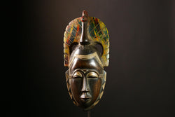 African Baule Mask Antique Peacock Wood Tribal Wall Hanging Guro Art Decor Unique African Sculpture Home Decor Art Collectible Piece-G4055