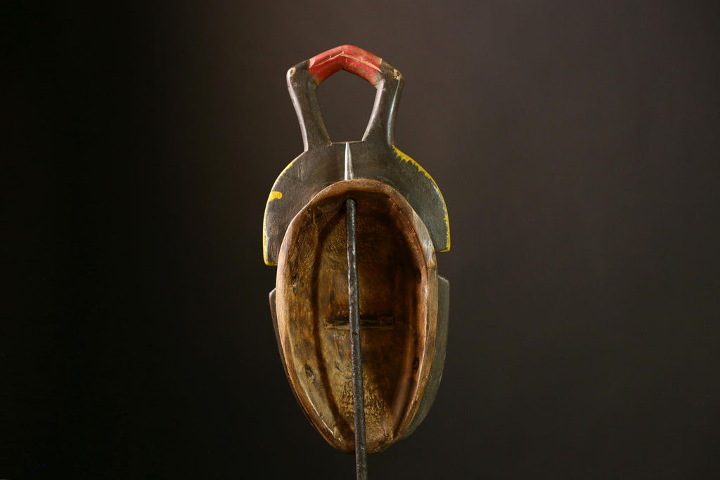 African Baule Mask - Hand Carved Wooden Tribal Face Wall Hanging Decor - Unique Art Object for Home Collectibles & Sculptures-G4052