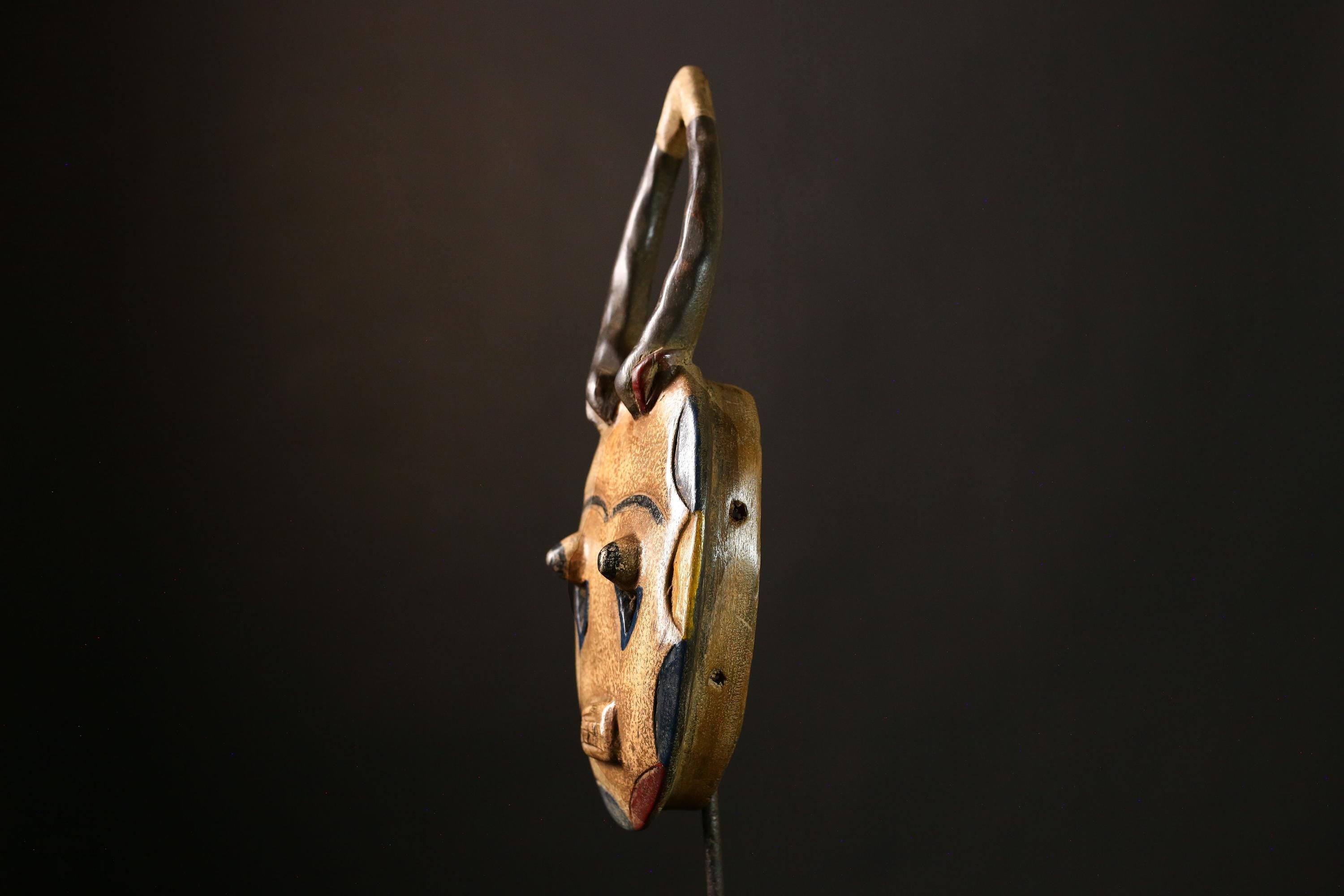 African Elephant Goli Mask – Handcrafted Baoulé Tribal Decor, Unique Wooden Art Sculpture, African Collectible, Wall Display Piece-G4049