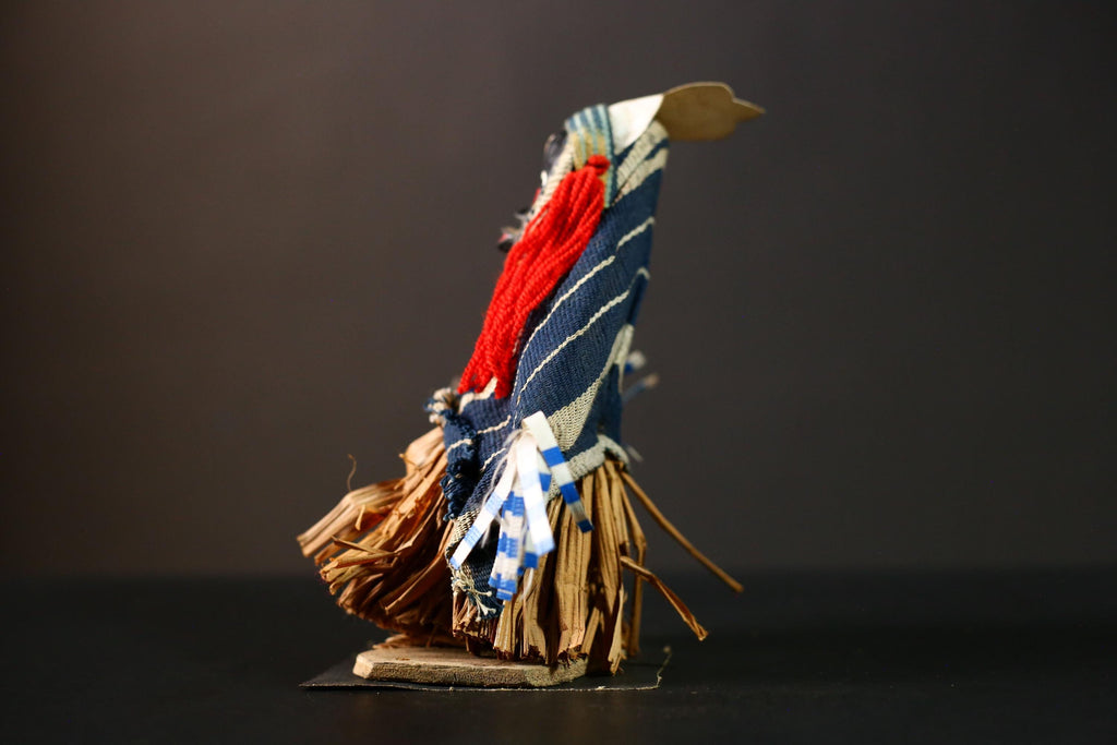 African Handmade Collectible Art Sculpture - Ritual Dancing Kachina with Grass Skirt | Unique Medicine Doll for Home Decor-G4262