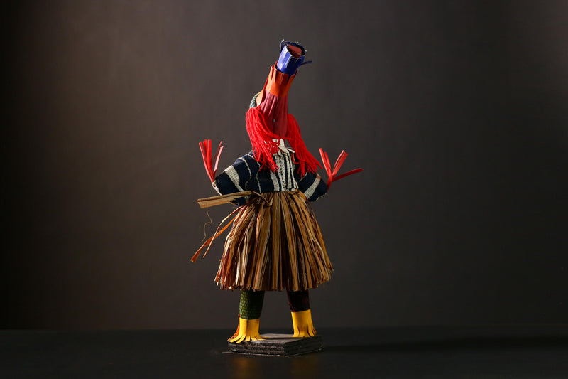 African Doll Handmade Ritual Dancing Kachina Grass Skirt , Medicine Doll-G4261