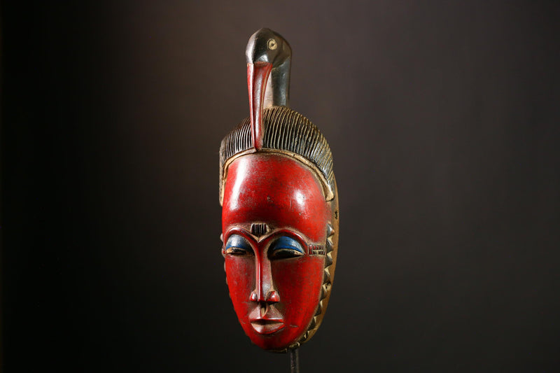 African Guro Mask - Hand Carved Wood Baule Wall Décor | Unique Ethnic Art Object for Home Decoration & Collectibles-G4069