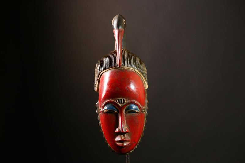 African Guro Mask - Hand Carved Wood Baule Wall Décor | Unique Ethnic Art Object for Home Decoration & Collectibles-G4069