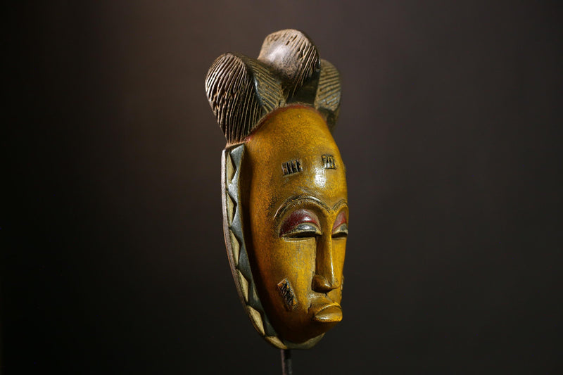 African Guro Mask Antique Hand Carved Baule Wood Wall Décor | Unique Art Object for Home Decoration & Ethnic Collectibles-G4067