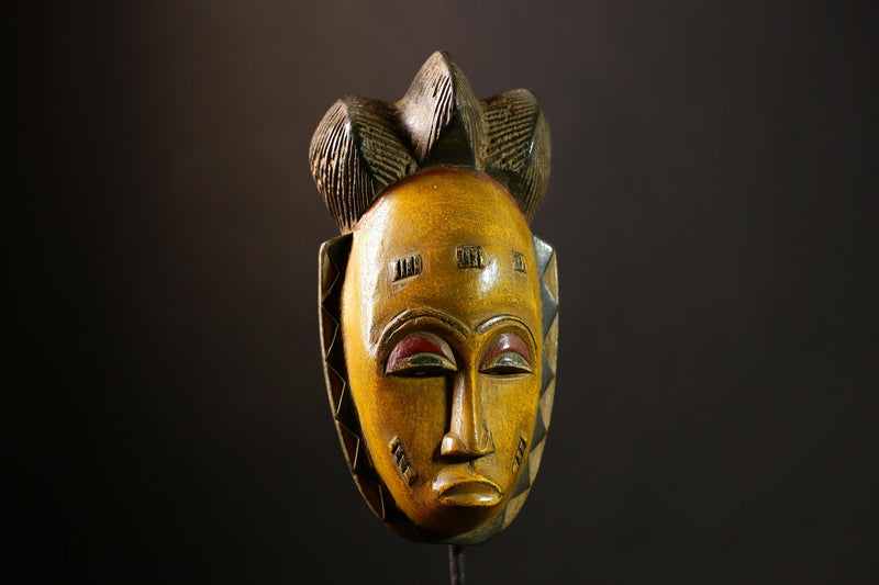 African Guro Mask Antique Hand Carved Baule Wood Wall Décor | Unique Art Object for Home Decoration & Ethnic Collectibles-G4067