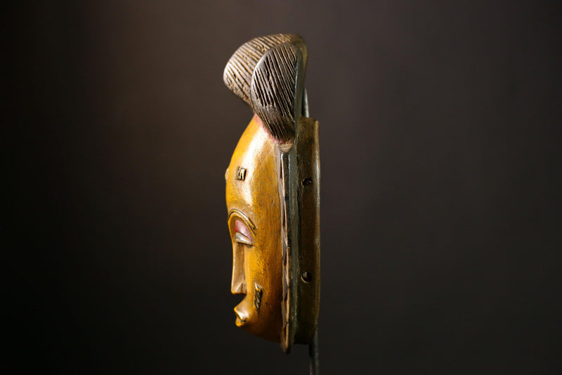 African Guro Mask Antique Hand Carved Baule Wood Wall Décor | Unique Art Object for Home Decoration & Ethnic Collectibles-G4067