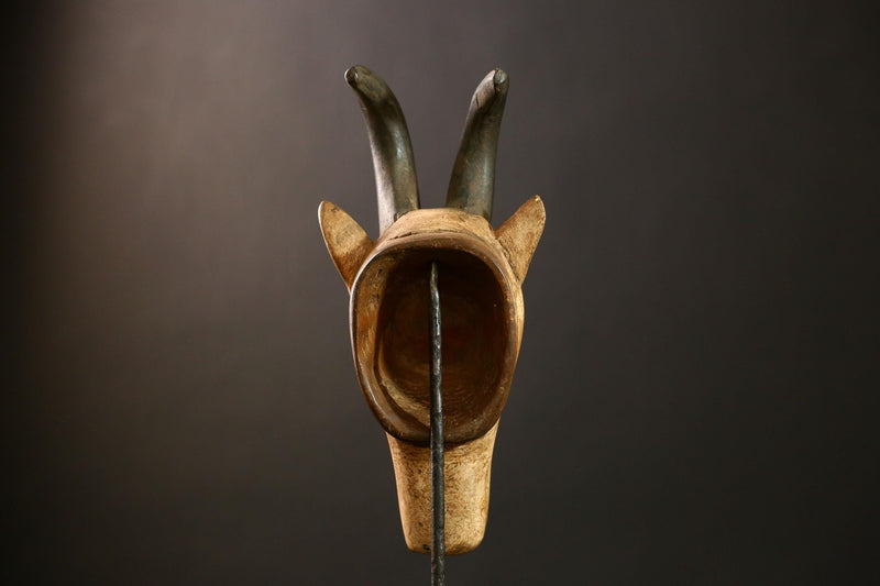 African Antelope Guro Mask White Sculpture | Unique Burkina Faso Home Decor | Artisan Collectible for African Art Lovers & Decorators-G4289