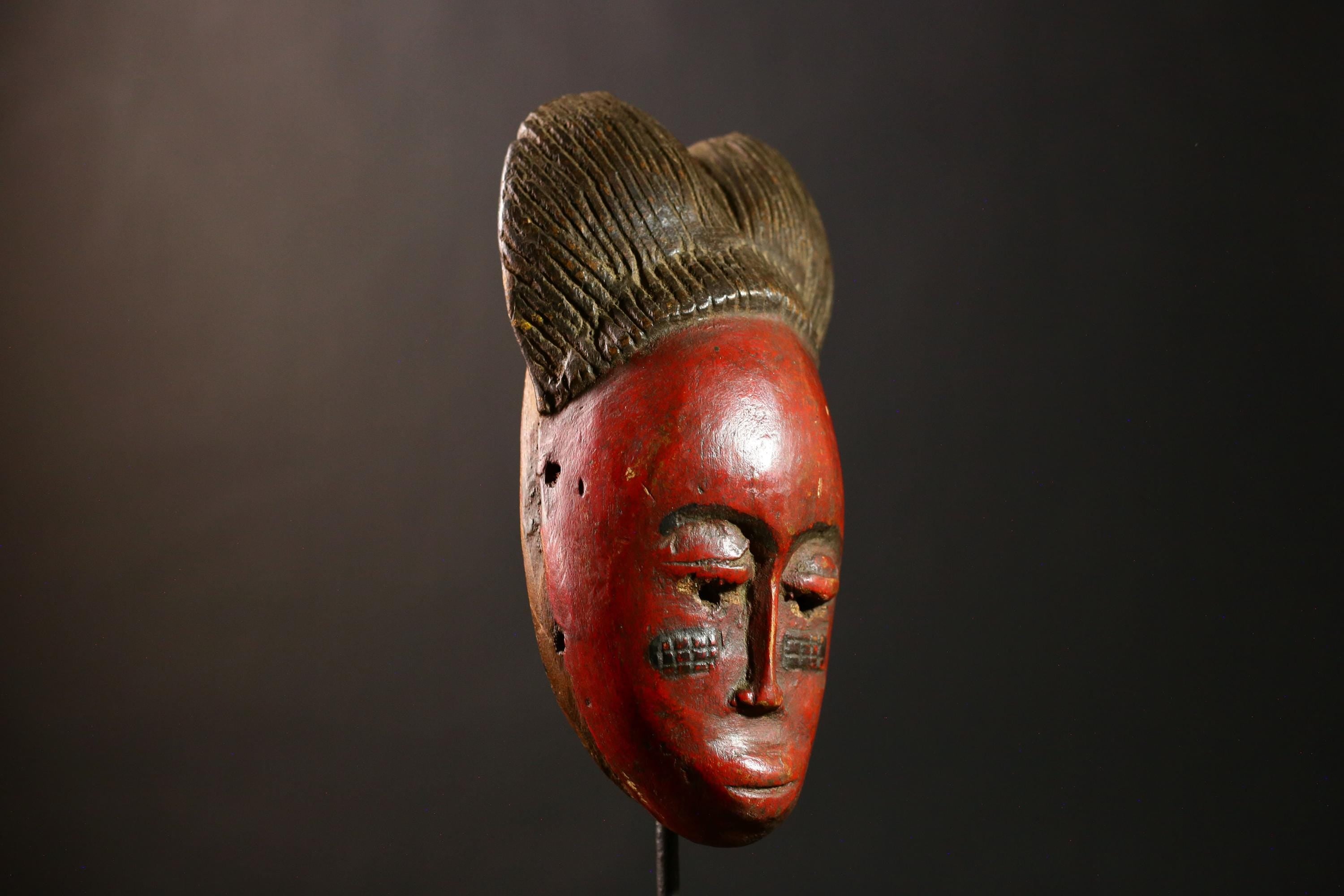 African Red Decor Tribal Baule Wall Hanging Masks Home Decor for Walls-G4288