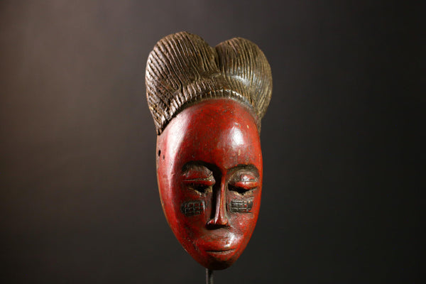 African Red Decor Tribal Baule Wall Hanging Masks Home Decor for Walls-G4288