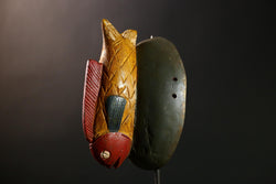 African Vintage Bozo Tribal Wood Face Mask Hand-Carved Wall Home Decor-G4282