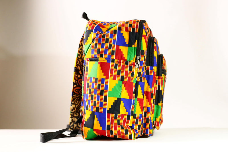 Handmade African Kente Cloth Backpack, Bright SIZE(CM): 43.5/35 Colors Pattern Styles-G4277