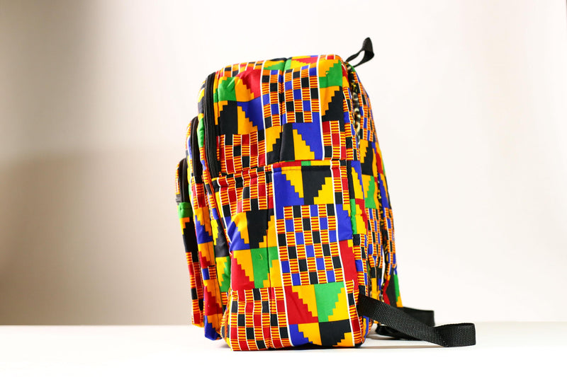 Handmade African Kente Cloth Backpack, Bright SIZE(CM): 43.5/35 Colors Pattern Styles-G4277