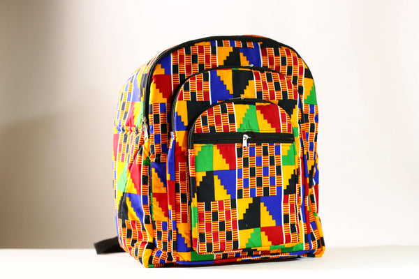 Handmade African Kente Cloth Backpack, Bright SIZE(CM): 43.5/35 Colors Pattern Styles-G4277