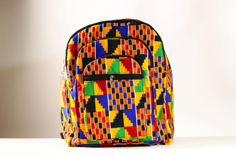 Handmade African Kente Cloth Backpack, Bright SIZE(CM): 43.5/35 Colors Pattern Styles-G4277