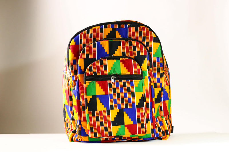 Handmade African Kente Cloth Backpack, Bright SIZE(CM): 43.5/35 Colors Pattern Styles-G4277