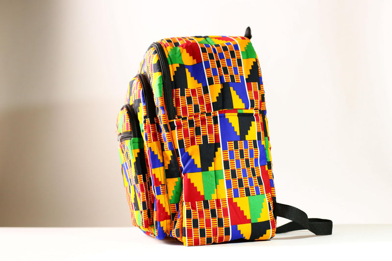 Handmade African Kente Cloth Backpack, Bright SIZE(CM): 43.5/35 Colors Pattern Styles-G4277