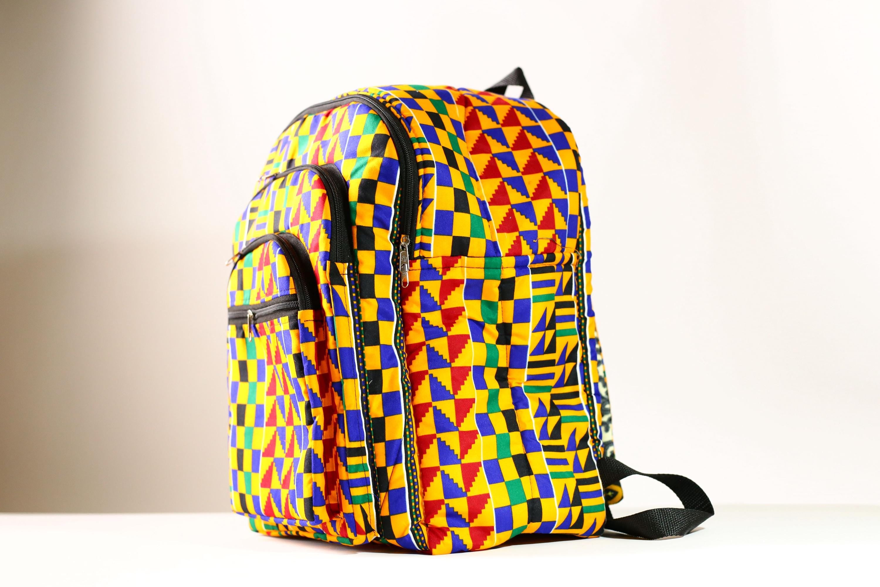 Handmade African Kente Cloth Backpack, Bright SIZE(CM) 42/39 Colors Pattern Styles-G4276