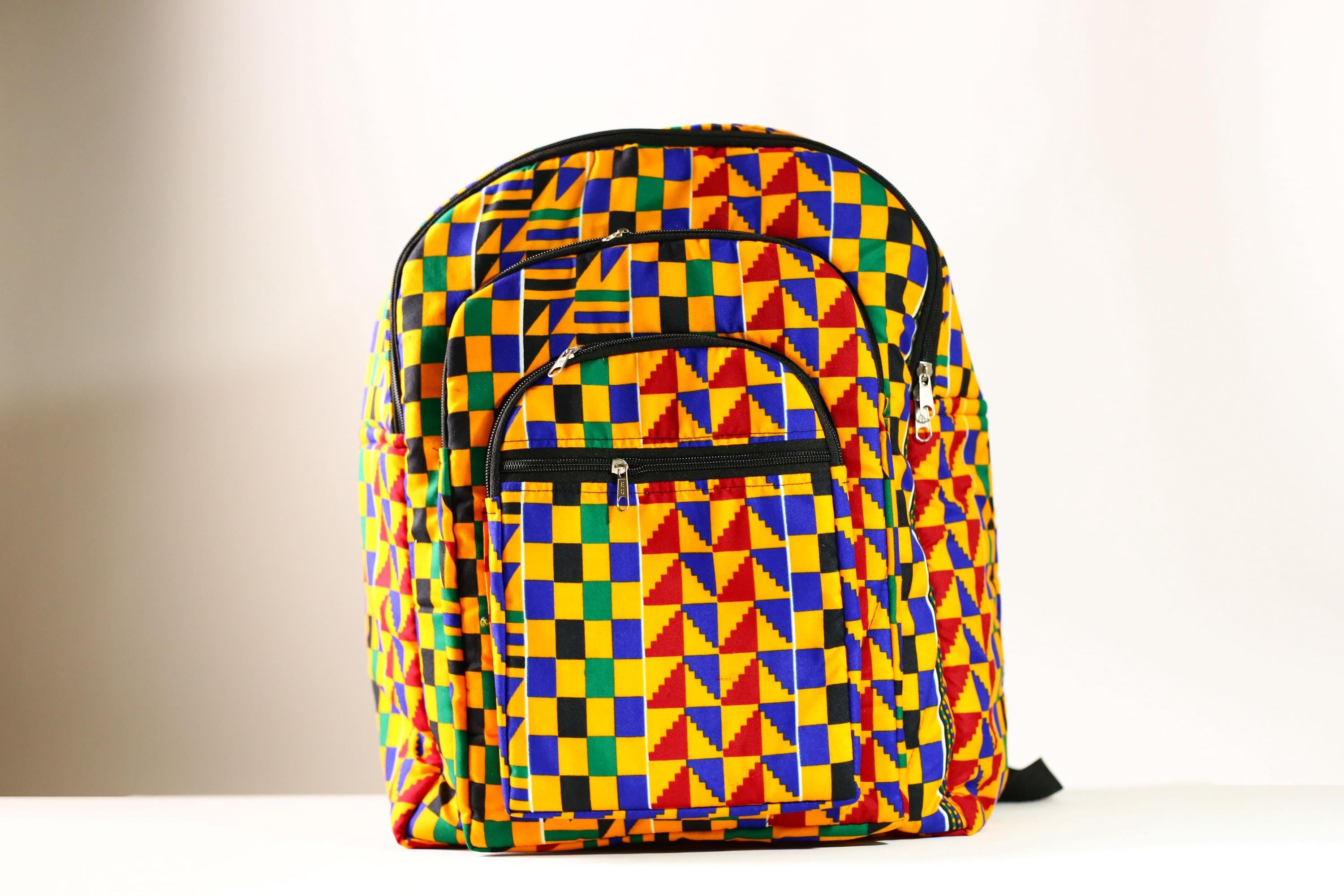 Handmade African Kente Cloth Backpack, Bright SIZE(CM) 42/39 Colors Pattern Styles-G4276