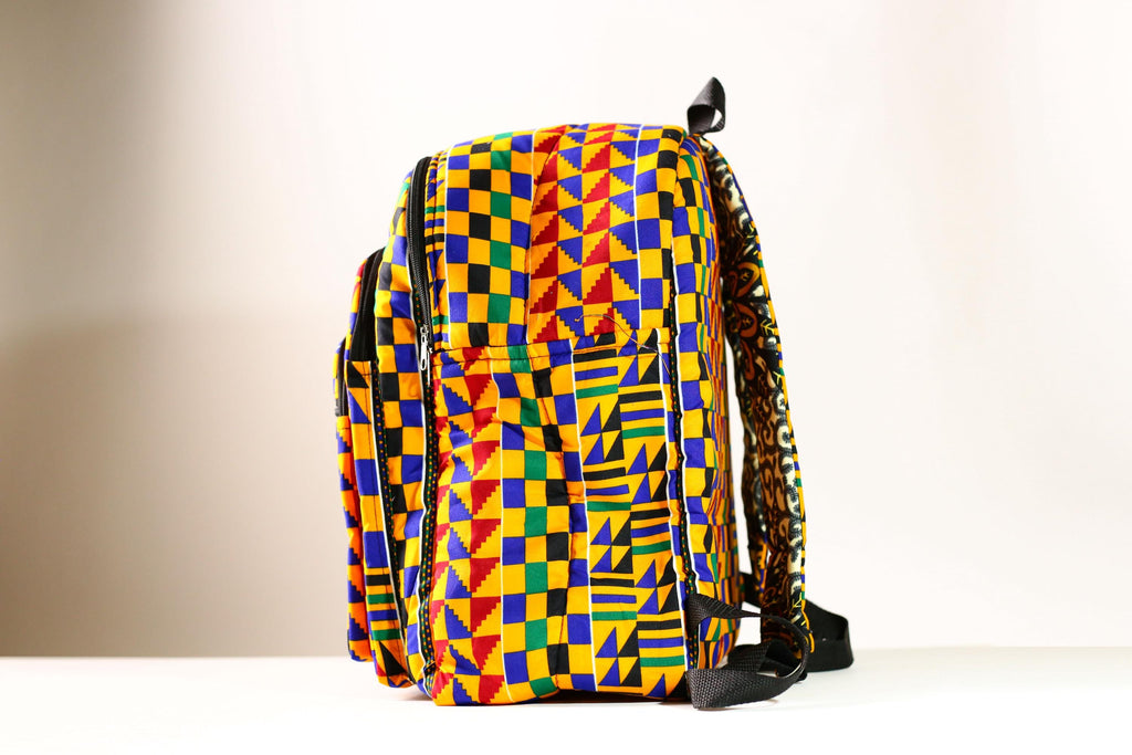 Handmade African Kente Cloth Backpack, Bright SIZE(CM) 42/39 Colors Pattern Styles-G4276