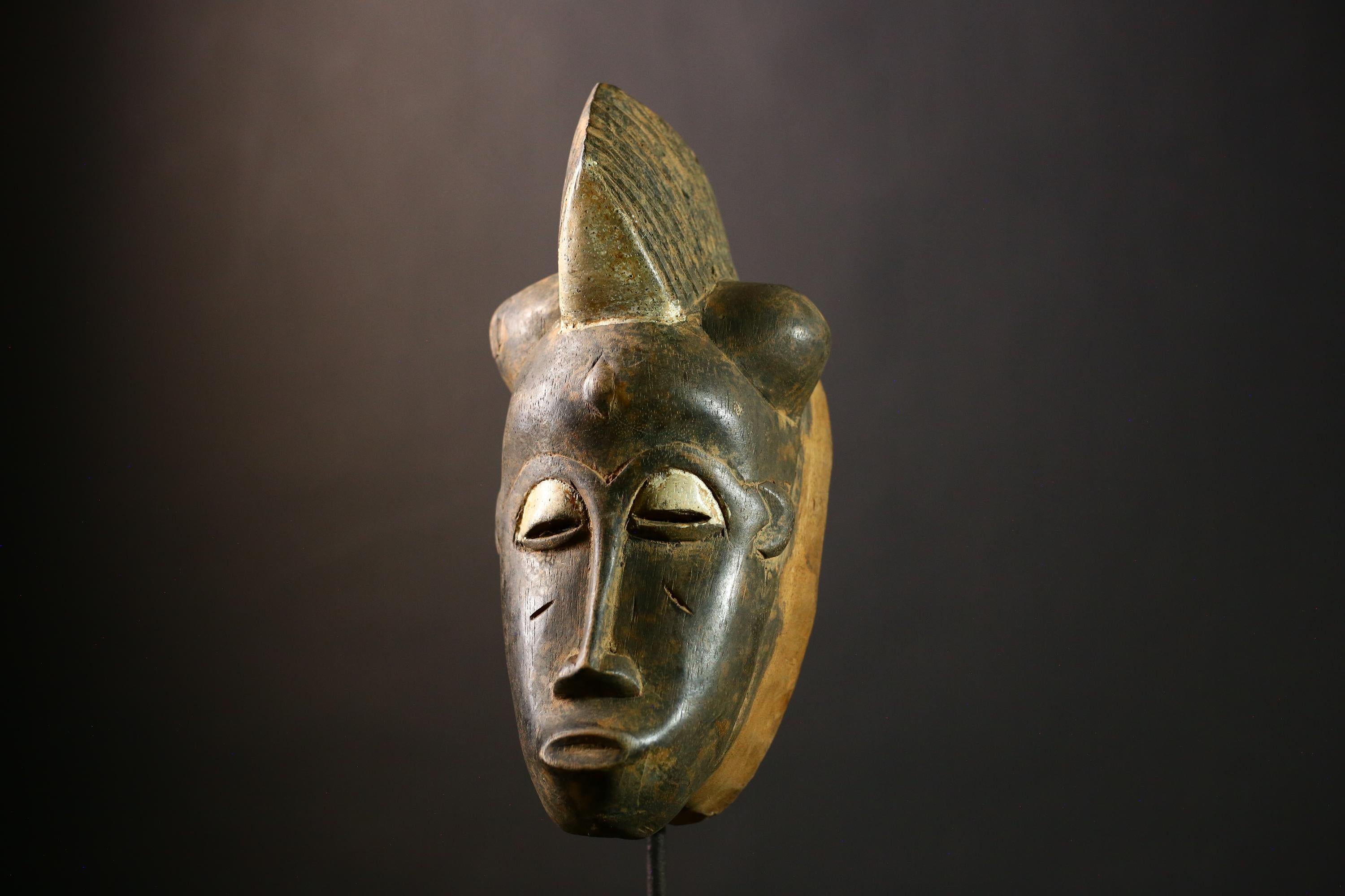 African Baule Mask Traditional Vintage Tribal Art Home Decor Collectible-G1904