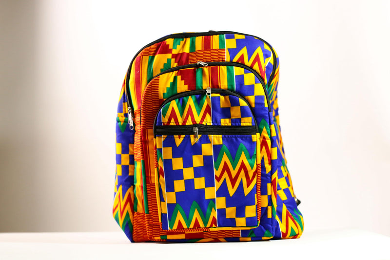 Kente African Print Backpack Book Bag Rucksack Handmade Backpack -G4305