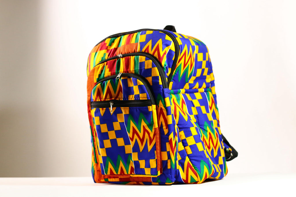 Kente African Print Backpack Book Bag Rucksack Handmade Backpack -G4305