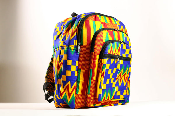 Kente African Print Backpack Book Bag Rucksack Handmade Backpack -G4305