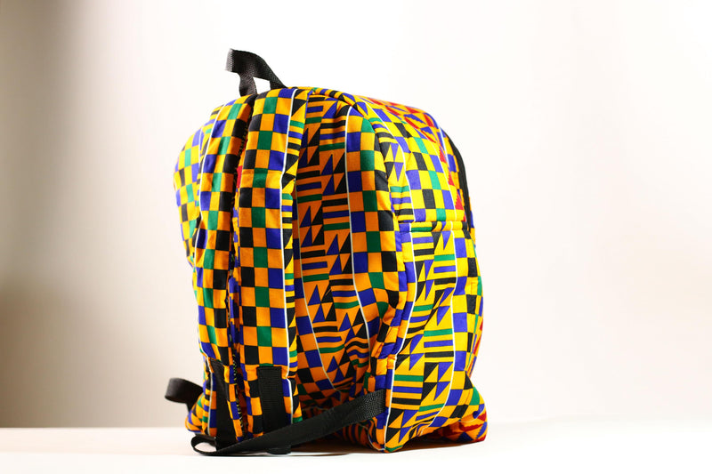 Kente African Print Backpack Book Bag Rucksack Handmade Backpack -G4304