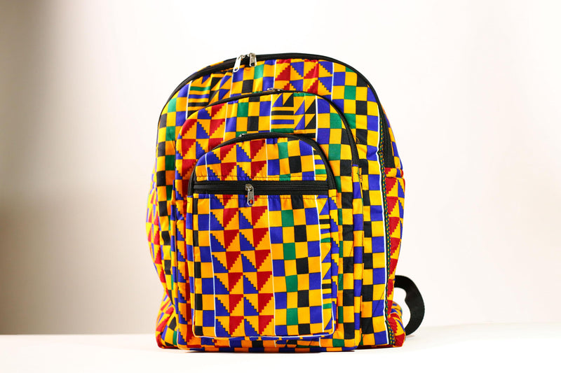 Kente African Print Backpack Book Bag Rucksack Handmade Backpack -G4304