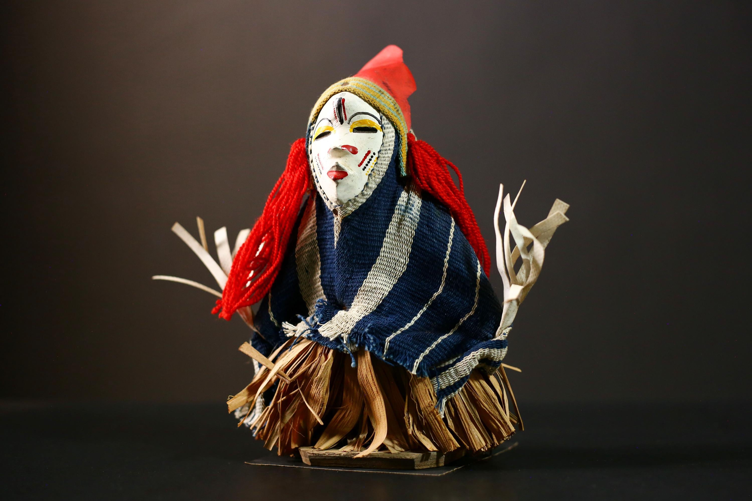 Handmade African Doll Ritual Dancing Kachina Grass Skirt Medicine Doll-G4292