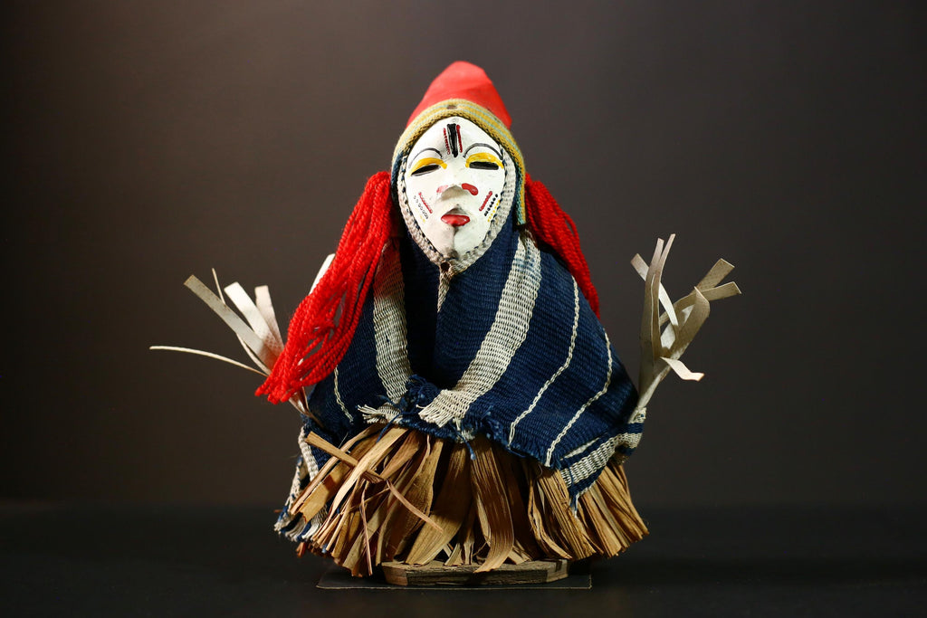 Handmade African Doll Ritual Dancing Kachina Grass Skirt Medicine Doll-G4292