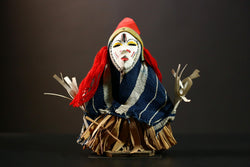 Handmade African Doll Ritual Dancing Kachina Grass Skirt Medicine Doll-G4292