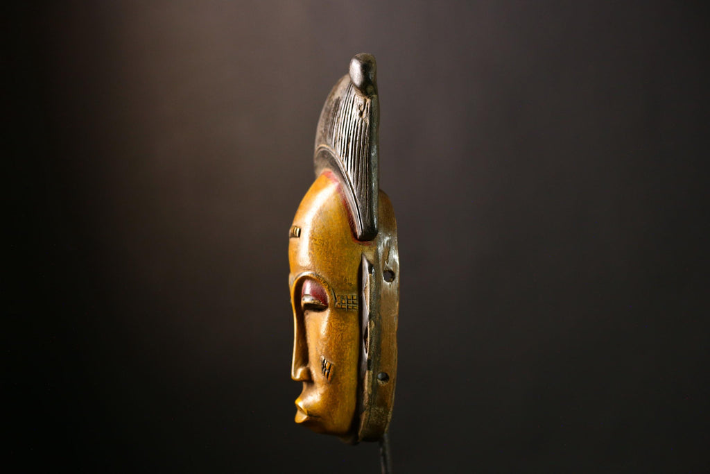 African Baule Masks Handcrafted Tribal Art Sculpture | Baule Wall Hanging | Authentic African Mask | Primitive Decor Collectible-G4085
