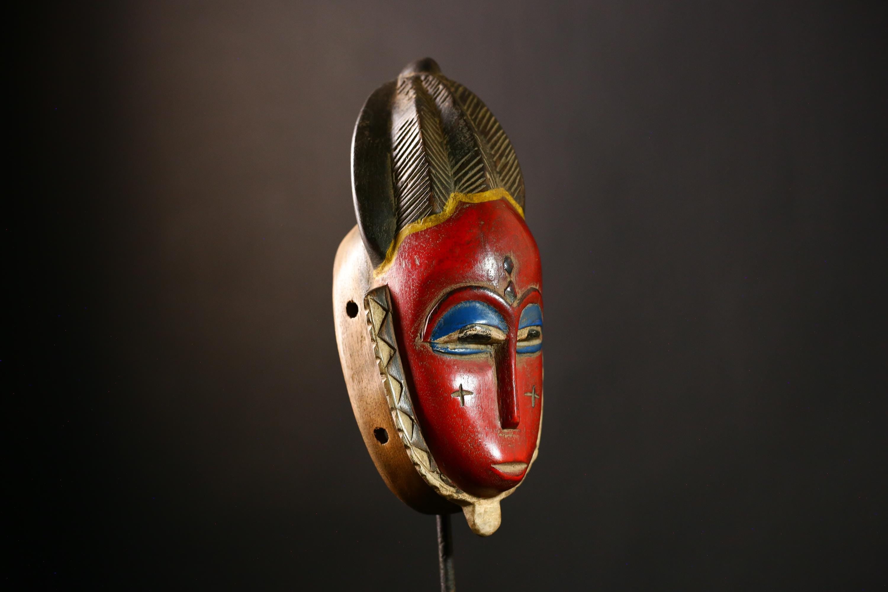 African Baule Masks Handcrafted Wooden Wall Sculpture | Authentic African Art | Unique Tribal Decor | Vintage Collectible Masterpiece-G4082