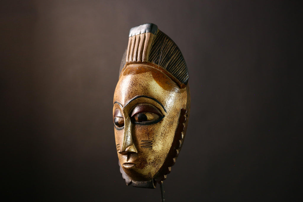 African Guro Mask Tribal Face Carving Wooden Wall Art Home Decor Handmade Ethnic Sculpture Artifact-9481