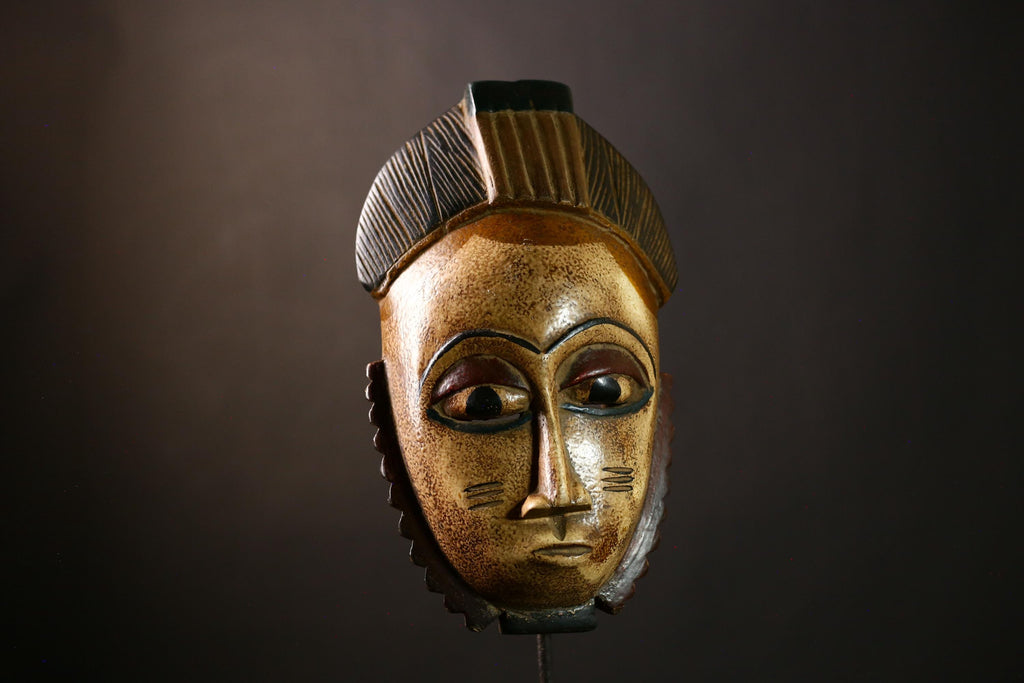 African Guro Mask Tribal Face Carving Wooden Wall Art Home Decor Handmade Ethnic Sculpture Artifact-9481