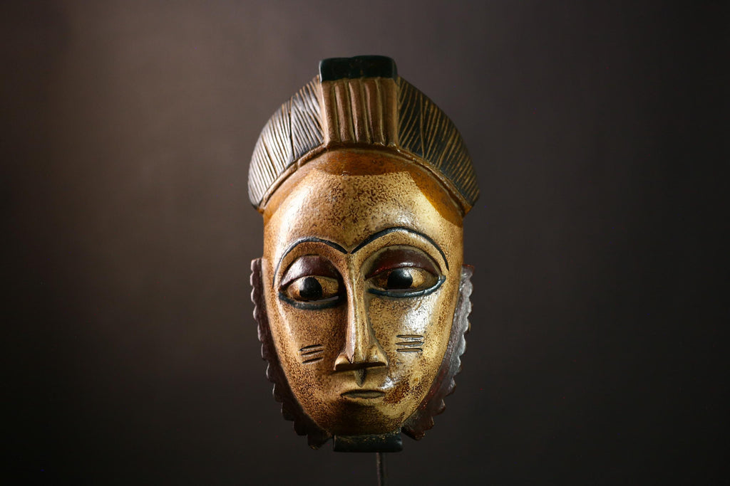 African Guro Mask Tribal Face Carving Wooden Wall Art Home Decor Handmade Ethnic Sculpture Artifact-9481