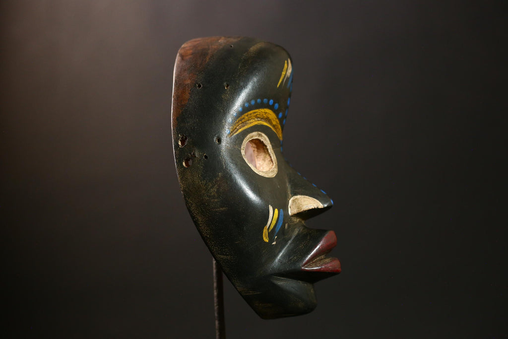 African Dan Mask Tribal Art Face Sculpture Authentic Handcrafted Wall Decor Ethnic Wood Carving Art-G4310