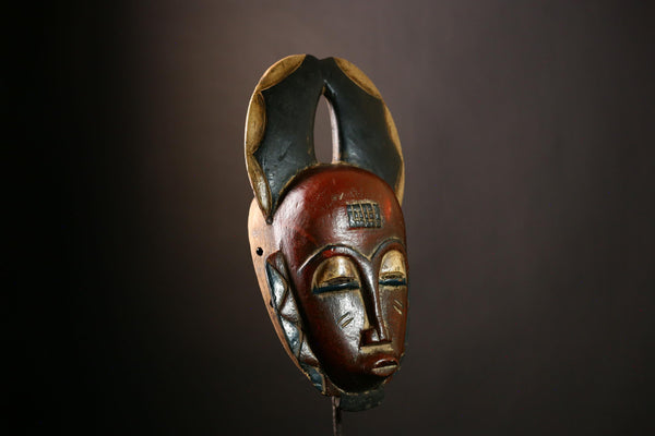 Exquisite Vintage African Guro Tribal Mask Handcrafted Wooden Face Wall Art Decor Ceremonial Sculpture Ethnic Home Accent-9483