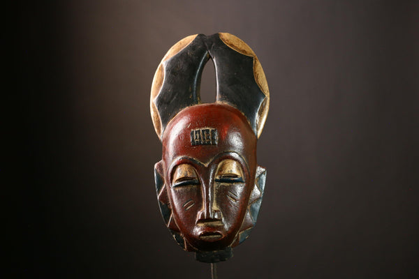 Exquisite Vintage African Guro Tribal Mask Handcrafted Wooden Face Wall Art Decor Ceremonial Sculpture Ethnic Home Accent-9483