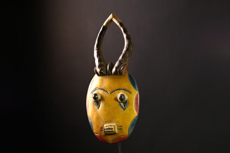 African Baule Mask - Antique Traditional Wood Sculpture, GOLI Guru Tribe Wall Decor for Unique Art Collection & Home Accent-G4092