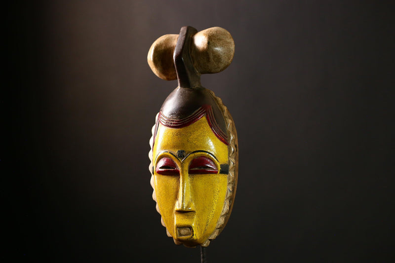 African Baule Mask - Hand Carved Tribal Face Art, Unique Wooden Wall Decor for Home Decor, Ethnic Sculpture & Collectible Piece-G4091