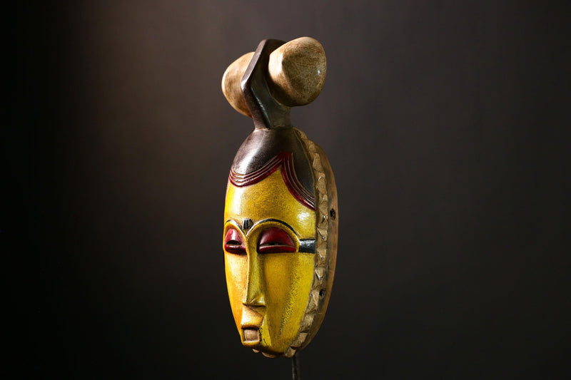 African Baule Mask - Hand Carved Tribal Face Art, Unique Wooden Wall Decor for Home Decor, Ethnic Sculpture & Collectible Piece-G4091