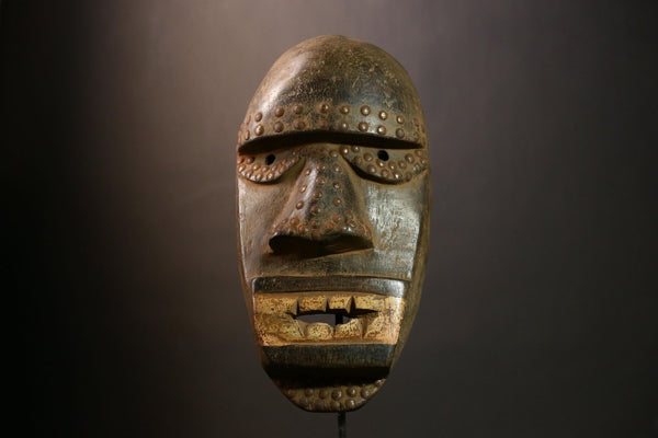 Antique African Dan Mask Carved Wood Tribal Art Collectible Vintage Wall Decor Ethnic Face Sculpture-9454