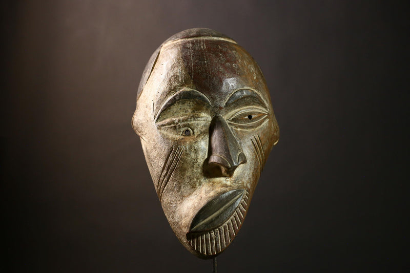 Antique African Igbo Mask Carved Wooden Wall Hanging Collectible Tribal Art Ethnic Decor Ceremonial Face-9453