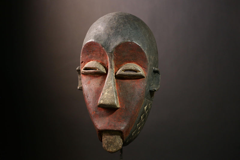 Antique African Lega Mask Carved Wooden Tribal Art Collectible Wall Hanging Ethnic Ceremonial Face Decor-9449