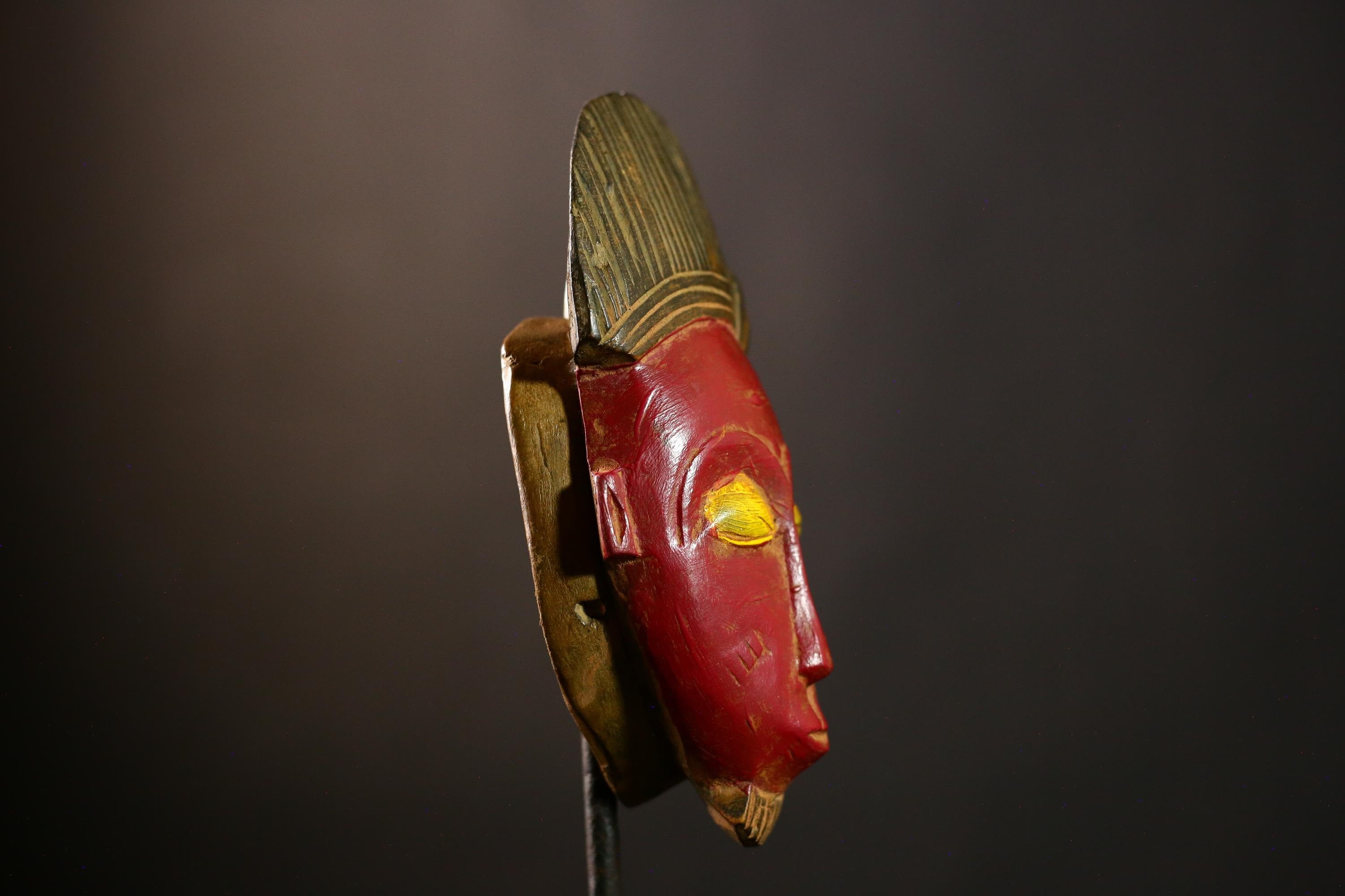 African Baule mask Vintage Hand Carved Tribal Art Wall Hanging Home Decor-8612