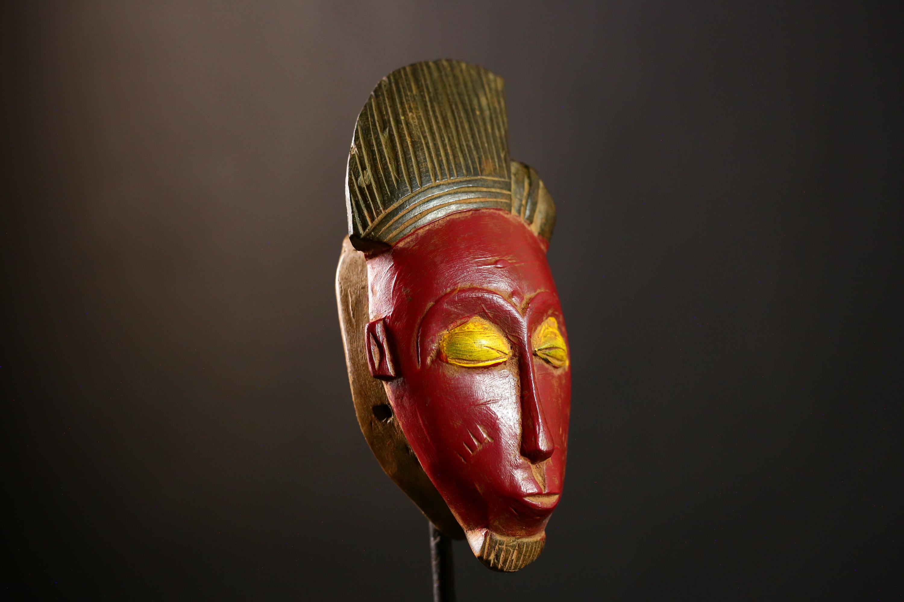 African Baule mask Vintage Hand Carved Tribal Art Wall Hanging Home Decor-8612